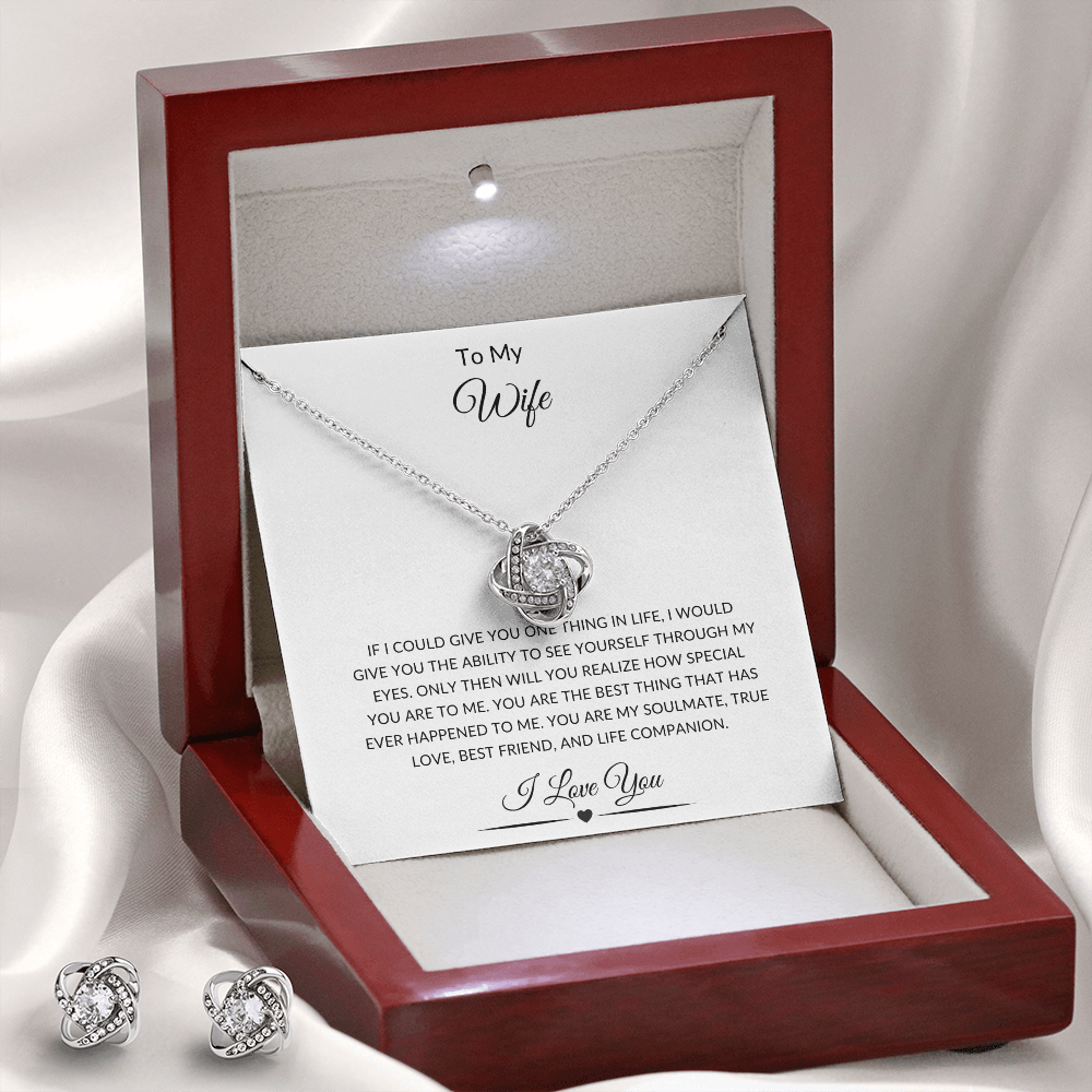 To My Wife | Love Knot Earring & Necklace Set