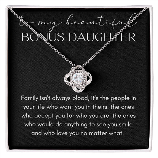 To My Beautiful Bonus Daughter | Love Knot Necklace