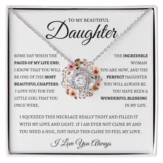 To My Beautiful Daughter | Love Knot Necklace - I Love You Always