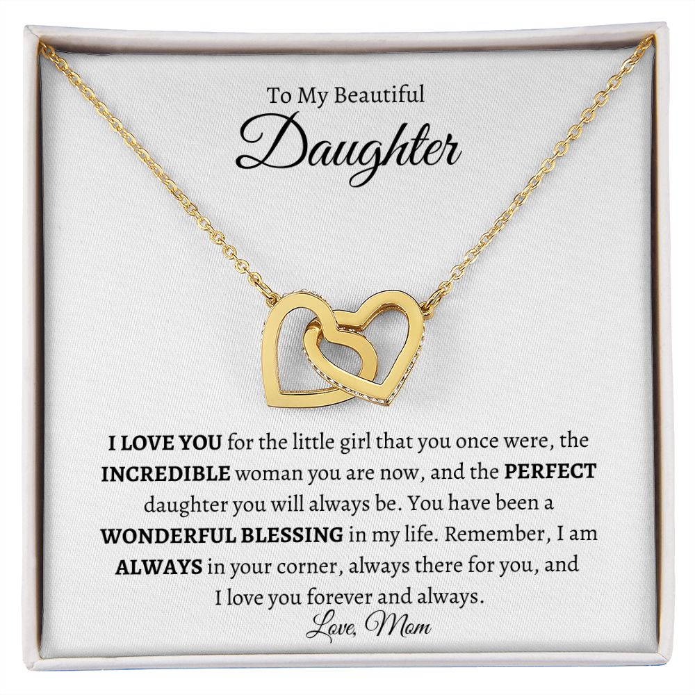 To My Beautiful Daughter from Mom | Interlocking Hearts Necklace