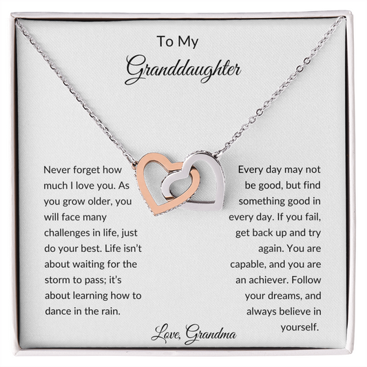 To My Granddaughter from Grandma | Interlocking Hearts Necklace