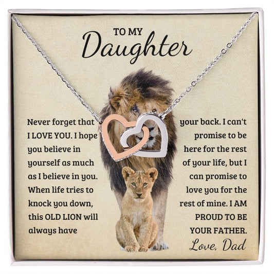 To My Daughter from Dad | Interlocking Hearts Necklace | Never forget that I love you.