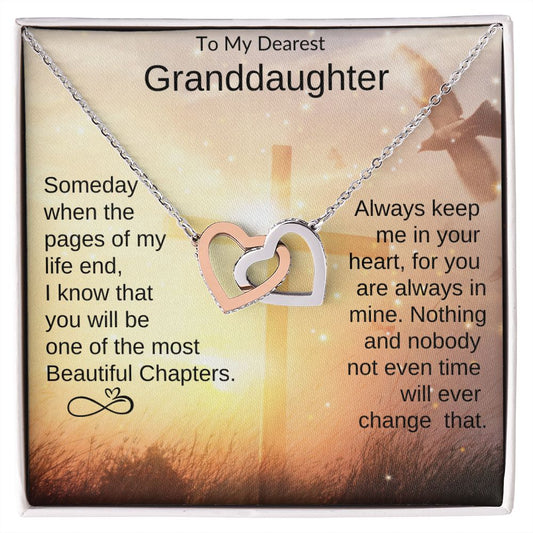To My Dearest Granddaughter | Interlocking Hearts Necklace | Someday when the pages of my life end..