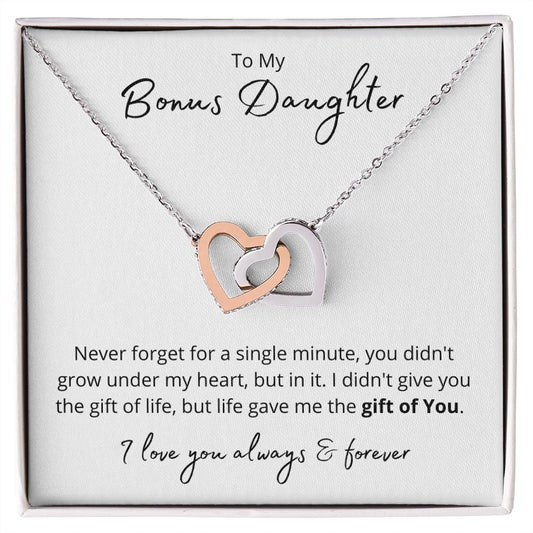 To My Bonus Daughter | Interlocking Hearts Necklace