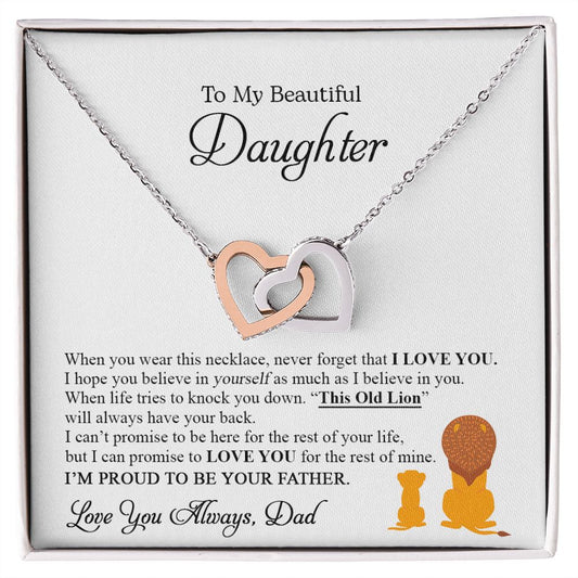 To My Beautiful Daughter from Dad | I'm Proud to be Your Father | Interlocking Hearts Necklace