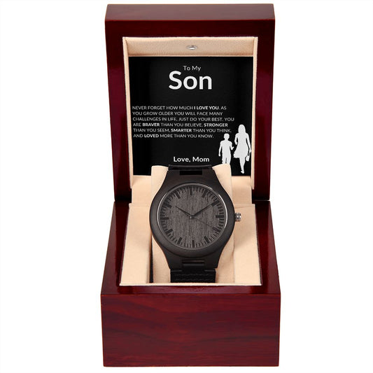 To My Son from Mom | Wooden Watch "Never Forget how much I love you"