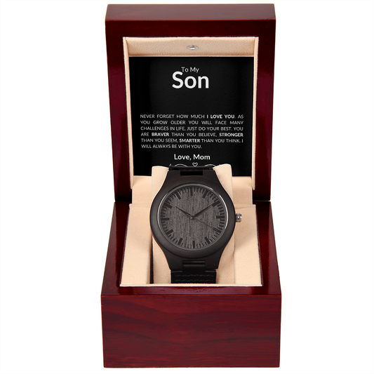 To My Son from Mom | Wooden Watch