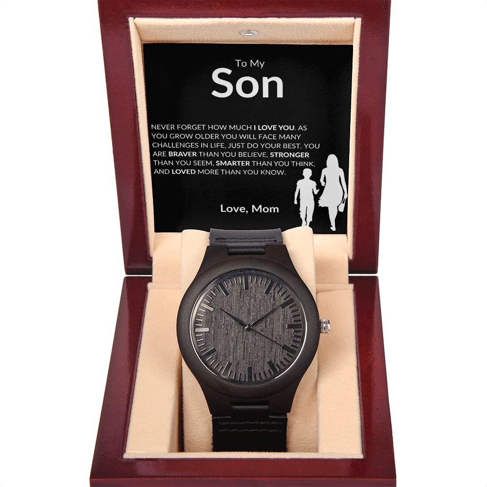 To My Son from Mom | Wooden Watch "Never Forget how much I love you"