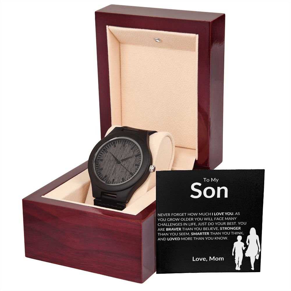 To My Son from Mom | Wooden Watch "Never Forget how much I love you"