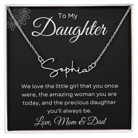 To My Daughter from Mom and Dad | Signature Style Name Necklace