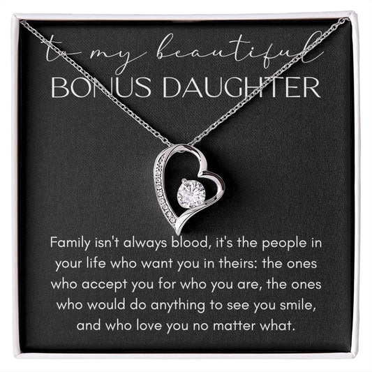 To My Beautiful Bonus Daughter | Forever Love Necklace